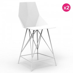 Set von 2 Hochhockern FAZ Vondom Weiß und Metall mit Armlehnen Set von 2 Hochhockern FAZ Vondom Weiß und Metall mit Armlehnen
