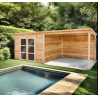 Poolhouse shelter met overdekte terrasplanken 28mm Bahia Habrita 20m2